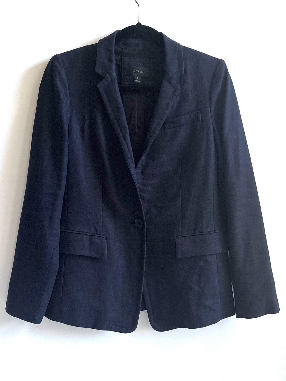 J. Crew Linen Single Breasted Blazer Jacket Blue Black Size 6